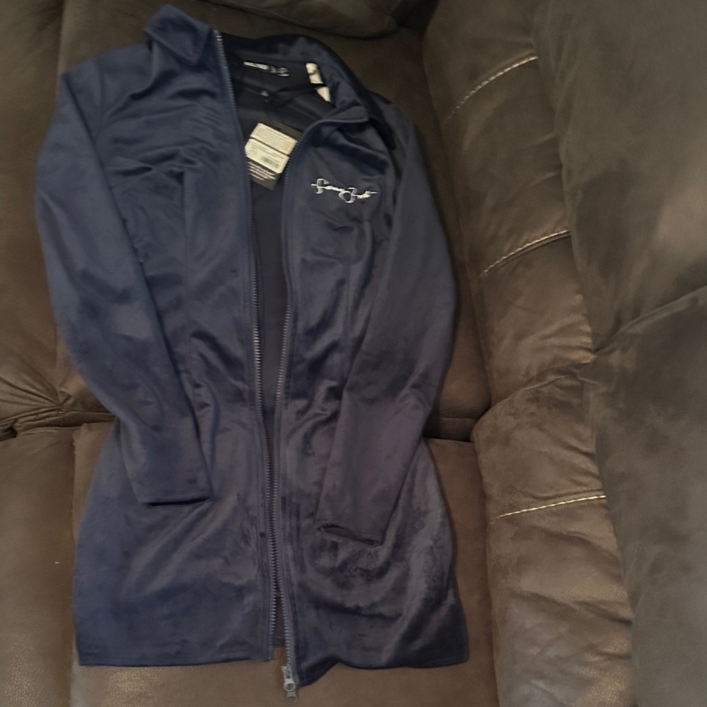 Sean John Long Sleeve Navy Zip-Front Dress